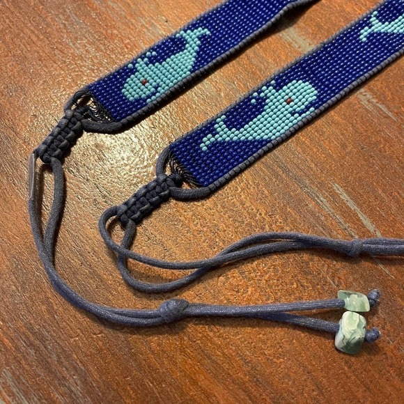 Handmade Woven Seed-beads Whale Blue Belt - Picture 4 of 5